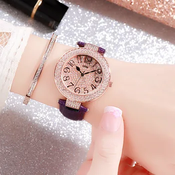Luksuzni Fashion Lady Rea Usnje Quartz Uro Diamond Ženske Zapestje Gledati Prosti Čas Žensko Obleko Watch Horloges Relogio Feminino Klok