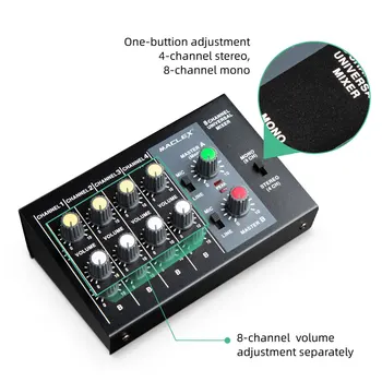 Maclex M428 Ultra-kompakten, z Nizkim Šumom, 8 Kanalov, Kovinski Mono / Stereo Audio Zvočni Mešalnik z Močjo Kabel brezplačna dostava