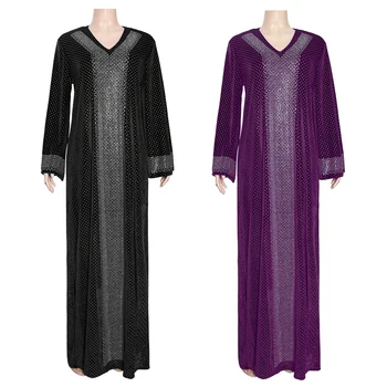 MD Muslimanskih Kimono Abaya Jopico Ženske Odprite Abayas Črno Žametno Obleko, Hidžab Dubaj turški tam kaftan Haljo Plus Velikost Maroški Boubou