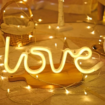 Moda Neonskih Luči LED Srce Ljubezni Obliko Spovedi valentinov Predlog svate, Dekoracijo Nočna Lučka za Baterijo, USB Pogon