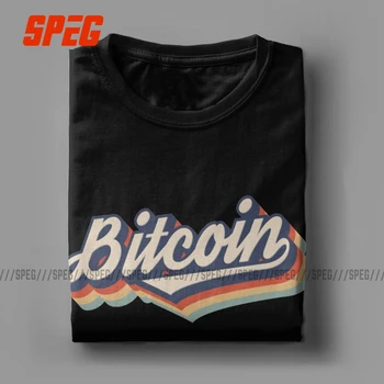 Moški Bitcoin Retro Crypto Valuti Majica Bombaž Oblačil Vintage Kratek Rokav Crewneck Tees Za Odrasle T-Majice