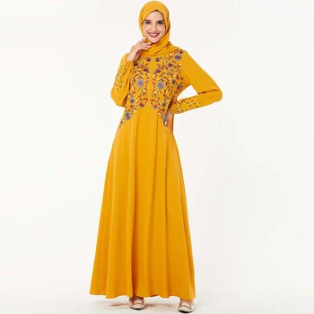 Muslimansko Obleko Islamske Turčija Modo, Nego Krilo Dubaj Slog Bližnjem Vzhodu Rastlin Zadrgo Vezene Priložnostne Arabski Dolgo Zamahu Obleko