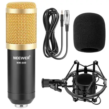 Neewer SZ-800 Kondenzatorski Mikrofon Kit - Mic, 48V Fantomsko Napajanje, Boom Škarje Roko Stojalo+ Šok Gori, XLR Moški-Ženska