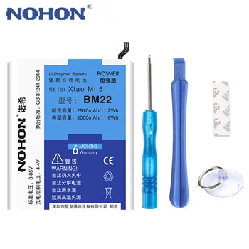 NOHON Original BM22 Baterija Za Xiaomi Mi5 Mi 5 3000mAh z Visoko Zmogljivostjo BM 22 Telefona, Baterije, trgovina na Drobno Paket Brezplačnih Orodij, ki so Na Zalogi