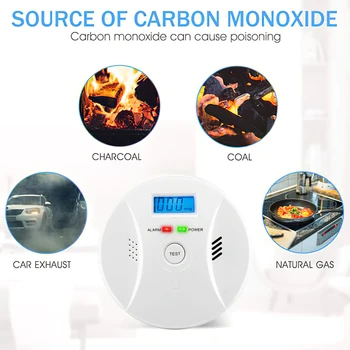 Občutljive Doma CO2 Senzor Brezžični Detektor CO Ogljikov Oksid Zastrupitev, Dim, Plin Senzor Opozorilo Alarm Detektor LCD Indikator