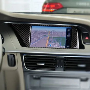 Ogljikovih Vlaken Avto Notranje Konzole GPS Navigacija NBT Zaslon, Okvir Pokrova Trim Pribor za Audi A4 B8 A5 09-16 Avto Styling