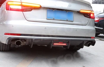 Ogljikovih Vlaken Zadnji Lip Difuzor Z luči Za Audi A4 S4 B9 Sline 2017 -2019 ne Za A4 Standard Štiri Vtičnice Odbijača Hugger Stražar