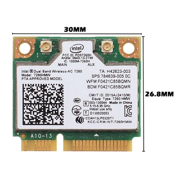 Omrežna Kartica Intel 7260HMW AC Mini Brezžična PCI-E Omrežna Kartica Dual Band WiFi 876Mbps