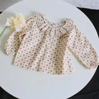 Otroci Baby Dekleta Z Dolgimi Rokavi Tiskanja Cvetovi Long Sleeve Majica Vrhovi Oblačila 2020 Jeseni Bombaž Dekleta Cvetlični Bluzo Malčka Majice