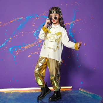 Otrok Hip Hop Oblačila Kitajskem Slogu Majica Vrhovi, ki Teče Sijoče Hlače za Fantje Dekleta Jazz Dance Kostumi Obleke Nositi