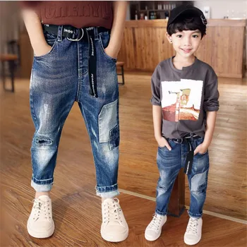 Otroška oblačila fant spomladi in jeseni hlače 2020 Velik fant je raztrgala otroške hlače modni spomladi fant jeans