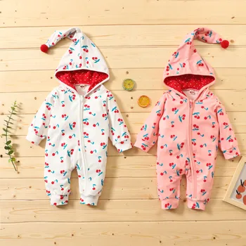 Otroški kombinezon Novorojenega Dojenčka Baby Girl Obleke, Fantje Zadrgo Sadje Tiskanja Hooded Romper Baby dekle Jumpsuit Set