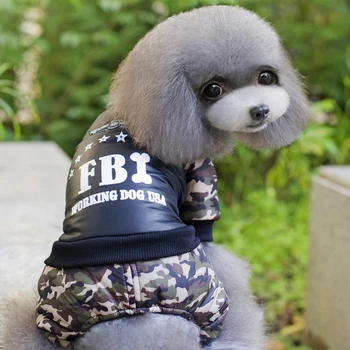 Plus S-3XL FBI Pet Oblačila za Pse na Splošno Zadebelitev Pes, Psiček Jumpsuit Kostum Toplih Zimskih Oblačil Za Fantka Psi Ropa Par Perros