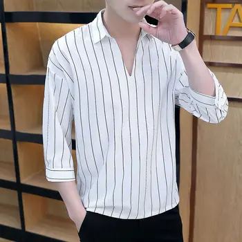 Poletje Novih Moških Pol-Sleeve Majica Spandex Majica Mladi Trend Svoboden v korejskem Slogu, Majica Kratek Sleeved Srajca Moški