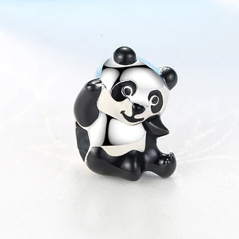 Pravi 925 Sterling Srebro Sladko Kitajski Panda Živali Kroglice Fit Original Čare Zapestnice Diy Emajl Kroglice Nakit, Izdelava