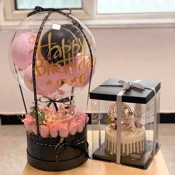 Prozorni Embalaži Box Cake box cvet darilo polje Baby Birthday Balon Poroko Valentine Gift Box Otroka Rojstni dan torta polje