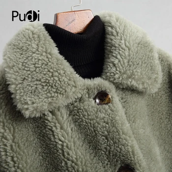 PUDI žensk je pozimi toplo pravi Volna, krzno plašč suknjič lady ženska dolgo striženju ovac fur coats oversize A18117