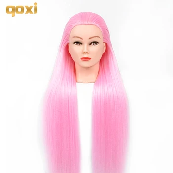 Qoxi manekenka glave s 65 cm las za vpletanje tete de cabeza manniquin lutke lutke glavo za frizerski salon praksi oblikovanje las