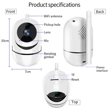 QZT WIFI Varnostne Kamere Notranji Nadzor Night Vision Baby Monitor 360° IP Doma WIFI Kamera Dome Pes Zaslon Fotoaparata Za Dom