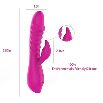 Rabbit Vibrator Teleskopsko Ogrevanje Palico Thrusting Klitoris Stimulator Ogrevanje AV Palico Obračanje Dildo Sex Igrače za Ženske
