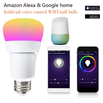 RGBW WIFI Smart Led Žarnica 15W E27 B22 E14 E26 Pametni Dom glasovni nadzor Bluetooth Lučka Barvita dela z Alexa googlova Domača stran