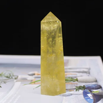 Runyangshi 1pc Vroče prodajo! Naravni citrine quartz crystal palico točke rumena kvarčni kristali točke reiki healing kot darilo