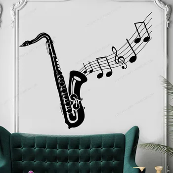 Saksofon stenske nalepke, vinilne Glasbene Beležke vinilna Glasbe Stenski Dekor Glasbeni Instrument Wall art zidana HJ630