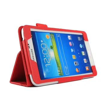 Samsung Galaxy Tab 4 7.0 Palčni SM-T230 T231 T235 Litchi Vzorec Flip Usnjena torbica Zložljivi Nosilec za Tablične Pokrov