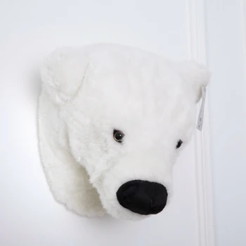 Simulacija 3D Živali Polarni Medved, Vodja Polnjene Plišastih Igrač Otroci Soba Dekoracijo Sten Umetnine Steni Visi Lutke Skandinavski Slog Rekviziti