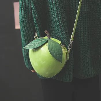 SJ Ženske Usnje Ramo Torbe, Ženske Messenger Bag Italija Braccialini Slog, Design, Umetnost, Risanka Mini Sadje Pack Apple Pomaranče
