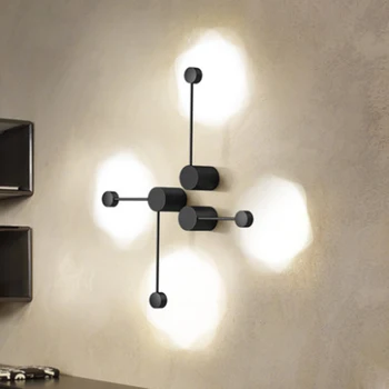 Sodobno minimalistično črno pobarvane notranje stenske svetilke Nordijska ustvarjalne DIY kombinacija Big Kutlača koridor dekoracijo LED osvetlitev