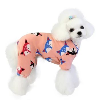 Srčkan Hišne Pižamo Udobno Bombaž Kuža Jumpsuit Hišnih Mačk Pes Natisnjeni Priložnostne Plašč Zaprtih Pet Oblačila