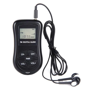 Stereo Sprejemnik ABS Žep Radio, Digitalni Ročni Prenosne Slušalke Black baterijsko LCD Zaslon, Mini FM