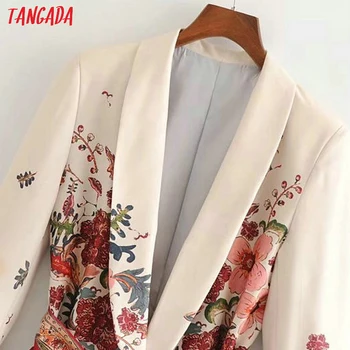 Tangada Ženske obleka jopič cvetlični oblikovalec suknjič koreja moda 2019 Dolg rokav dame jopič ženski urad plašč blaser 3H48