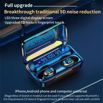 TWS Čepkov Brezžične Bluetooth Slušalke 5.0 9D Stereo Šport Nepremočljiva Smart Noise Cancel Prstnih Dotik Slušalke Z Mikrofonom