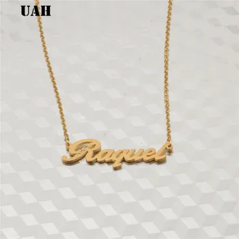 UAH Raquel Ime ali obesek meri ime pismo iz nerjavečega jekla ogrlica za ženske izjavo tovarniška ploščica osebno choker ogrlica
