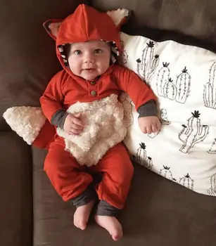 UK 3D Fox Baby Fantje Dekleta Dojenčkov Romper Jumpsuit Obleka, Bombažna Oblačila, Obleke