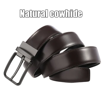VATLTY Uradni verodostojno kakovosti cowhide moški usnjeni pas težko kovinsko 360° vrtljivo sponko naravnih cowhide priložnostne hlače pas