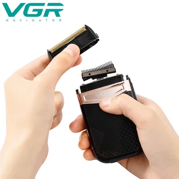 VGR Električni Brivnik za Moške Twin Blade Nepremočljiva, z Izmeničnim Akumulatorski Britev USB Polnilne Britje Pralni Barber Brivnik