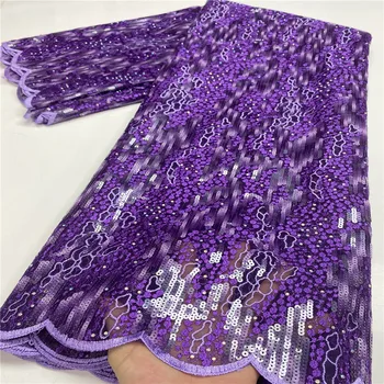 Vijolična Sequins francoski til tkanine, čipke 2020 visoke kakovosti afriške čipke tkanine najnovejše čipke material za večer, stranka,