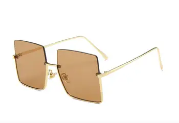 Visoko Qulity žensk Rimless Kvadratnih sončna Očala Kovinski 2021 odtenkih Modnih Luksuzni Seksi Ženska sončna Očala Ženske Rjava Očala