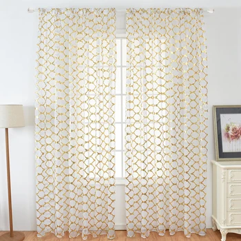 Vroče kovanje, zavese tila za dnevno sobo vertikalne zavese zlato, srebro, ki je geometrijska je natisnjena til doma dekor zavesa cortinas