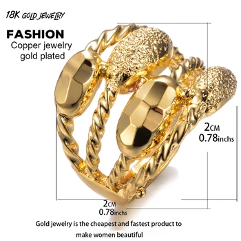 Wando Etiopski poročni prstan Zlate Barve, prosti velikosti obroča za Arabsko/Afriške/Bližnji Vzhod Element ženske, dekleta darilo
