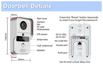 Wifi video zvonec IP security brezžični video doorphone fotoaparat 4G Keyfobs zaklepanje električni smart wifi video interkom sistem kit
