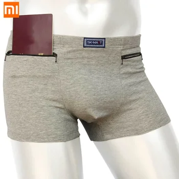 Xiaomi 4pcs/veliko Dvojni Žep za Moške spodnje Perilo, Bombaž Zadrgo Anti-theft Spodnje hlače Moške Udobno Dihanje Pozimi Nositi Moške Boxer