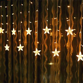 YIYANG Poroko 2,5 M AC 220V EU Romantične Pravljice Star LED Zavese Niz Razsvetljave Za Počitnice Festival Garland Stranka Dekoracijo