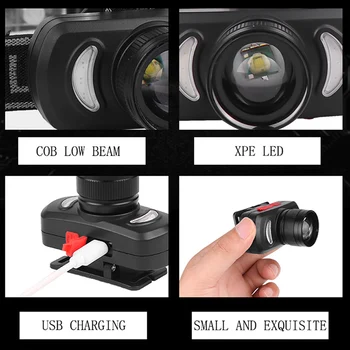 Z50 Močan Žaromet USB Polnilne Smerniki LED Vodja Svetlobe z Vgrajeno Baterijo Nepremočljiva Glavo Lučka Bela Rdeča Osvetlitev