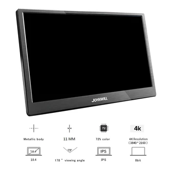 Za 18,4-palčni 4K prenosni monitor 3840X2160 LCD IPS Monitor PC Tip-C HDMI Igralne monitor za Raspberry Pi PS3 PS4 Xbox