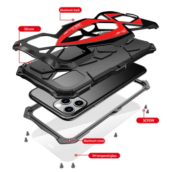 Za iPhone 11 Pro XS Max XR Primeru,LUPHIE Kovinski Oklep Rosdster Telefon Primeru 360°, Vse Krog Pokritost Varstvo Kul Potovanja Zajema