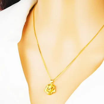 Ženske, Pravi 24K gold Rose rastlin čare obesek ogrlice za ženske, ki nikoli ne zbledi moda poletni dan nakit debelo Št Verige